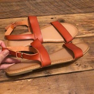 Brown faux leather strappy sandals size 11